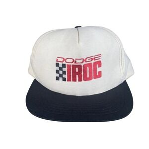 Vintage Dodge IROC Racing Hat Mens One Size Cream Black Snapback Made in USA